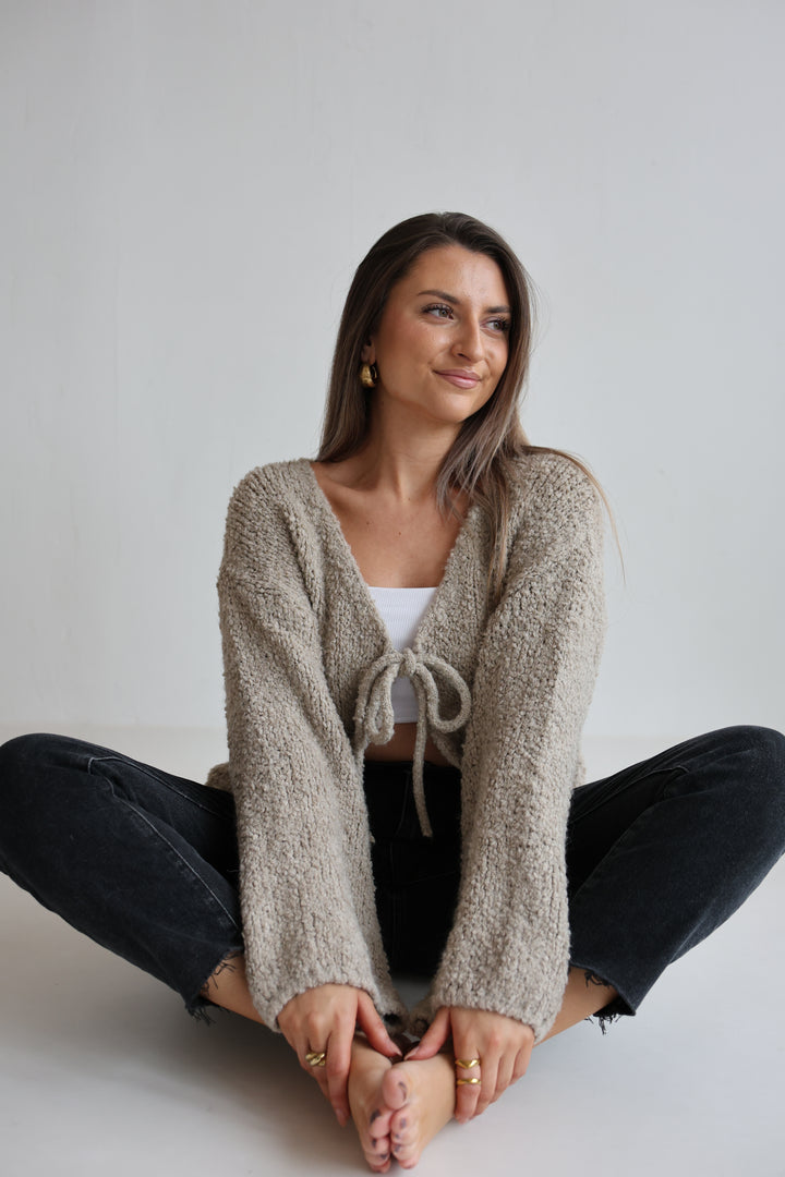 Teddy Knot Cardigan Fluffy Tie