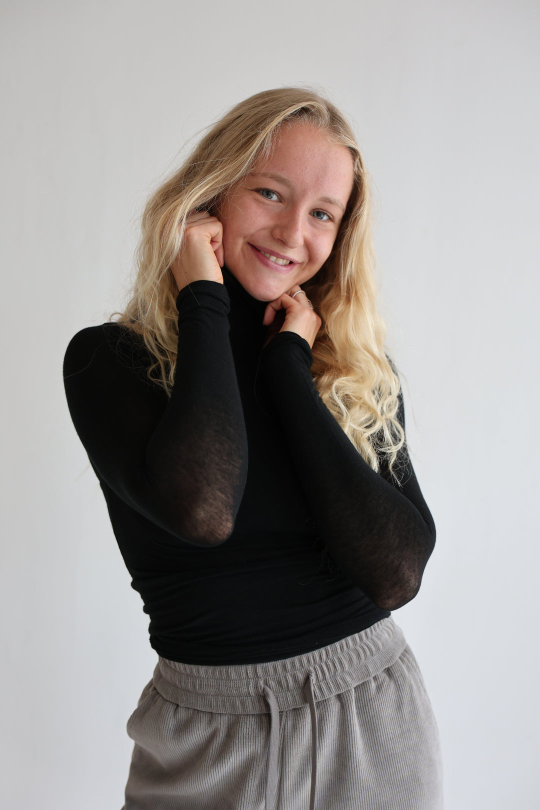 Cashmere Longsleeve mit Kragen Liliana (einfarbig)