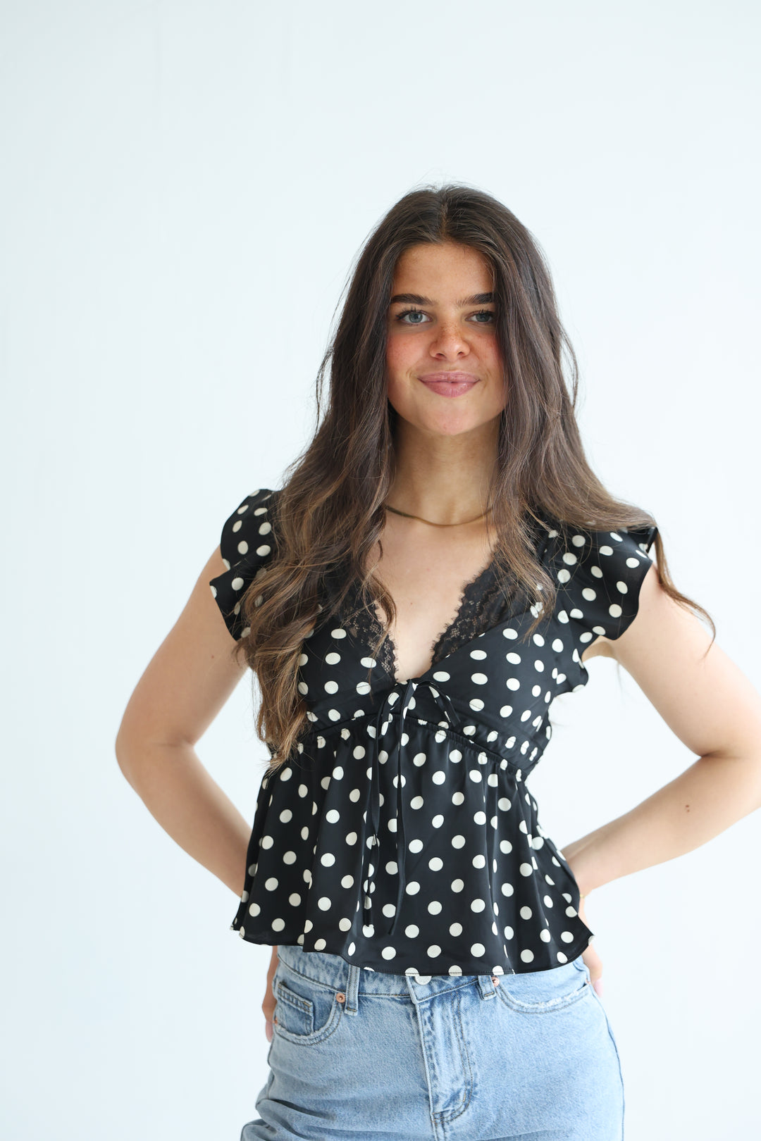 Polka Dot Peplum Top