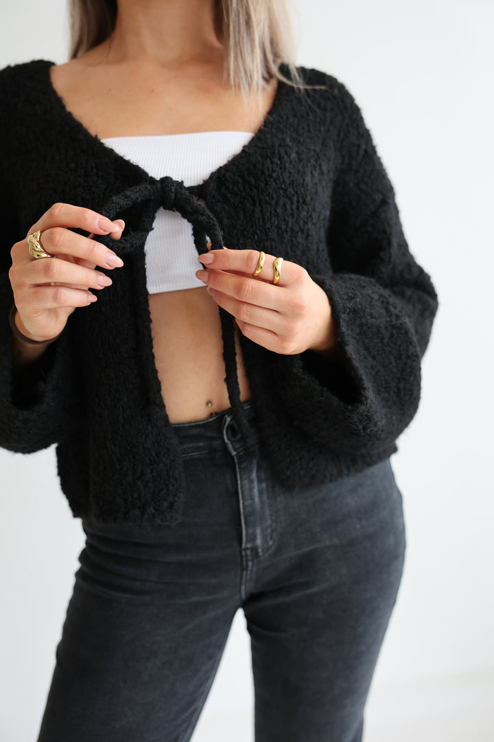 Teddy Knot Cardigan Fluffy Tie