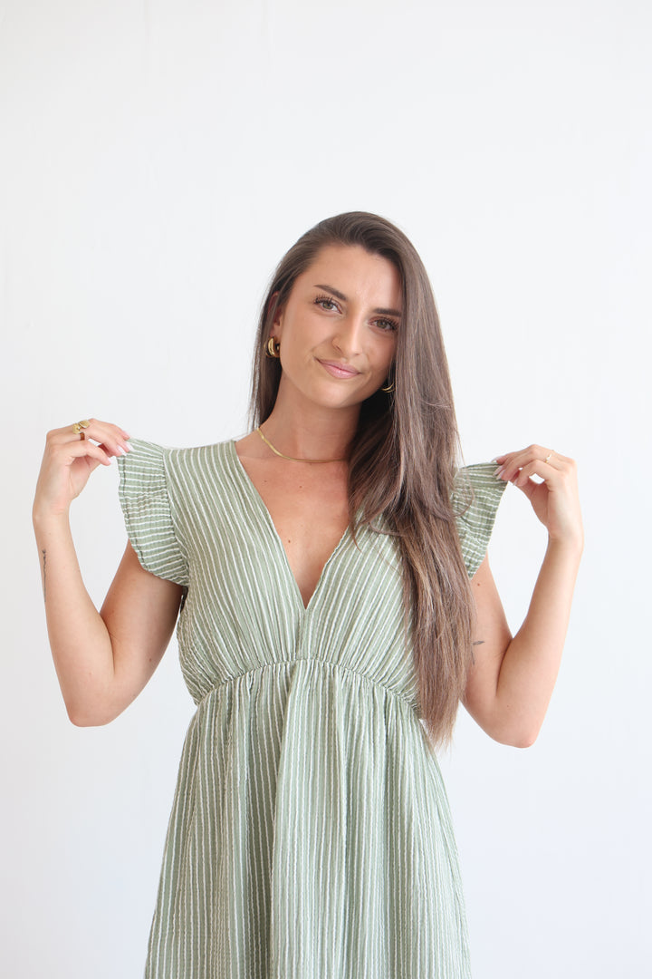 Langes Musselinkleid Casual Stripes
