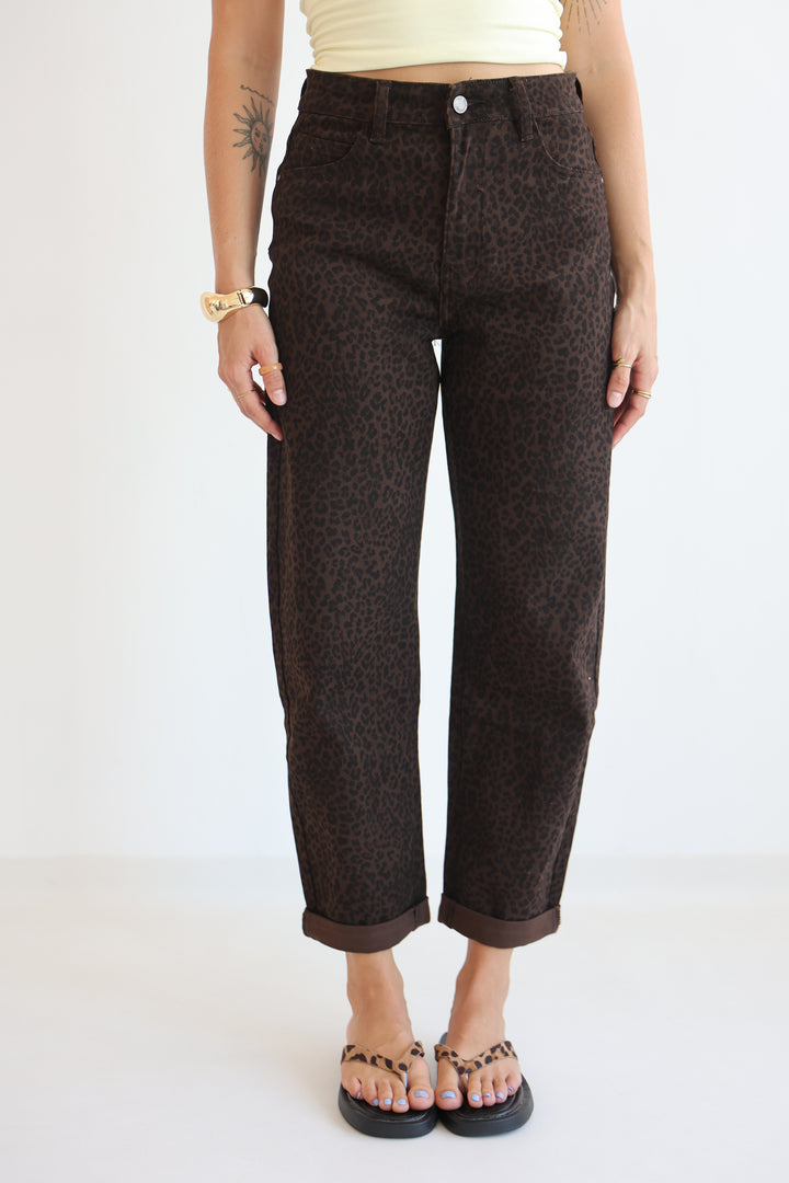 Shadow Leopard Mom Jeans