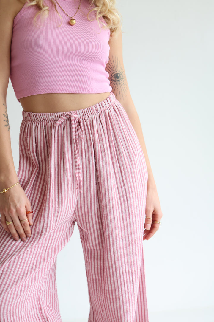 Lange Musselinhose mit Streifen Little Lines