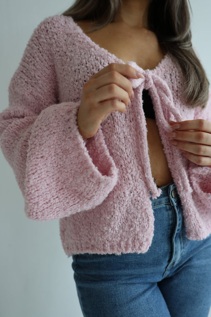 Teddy Knot Cardigan Fluffy Tie