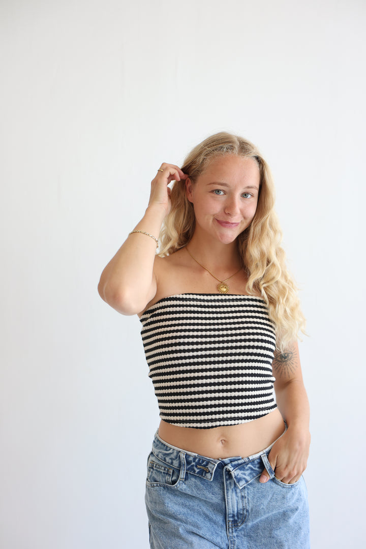 Striped Knit Tube Top