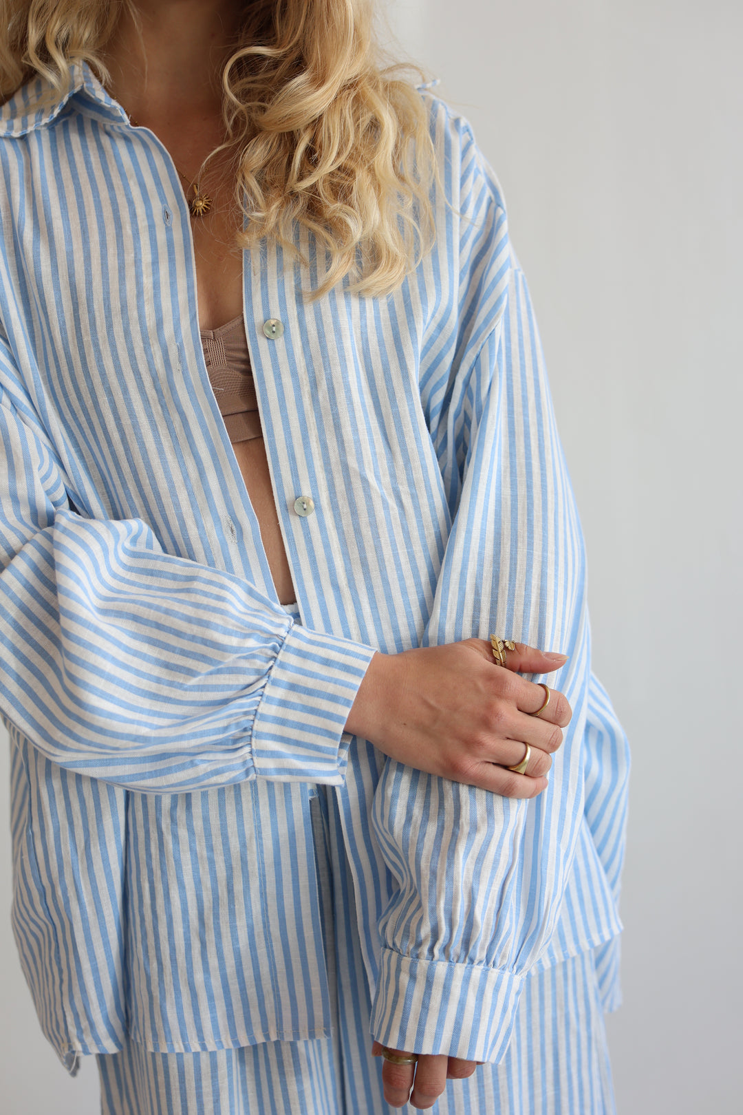 Oversize Striped Linen Bluse