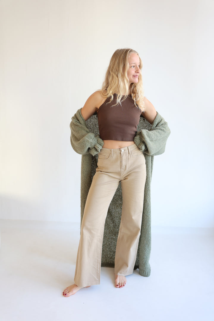 Langer Cardigan mit Rüschenärmeln Clara