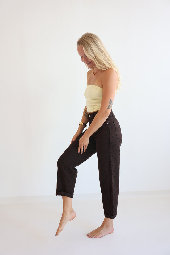 Espresso Polka Mom Jeans