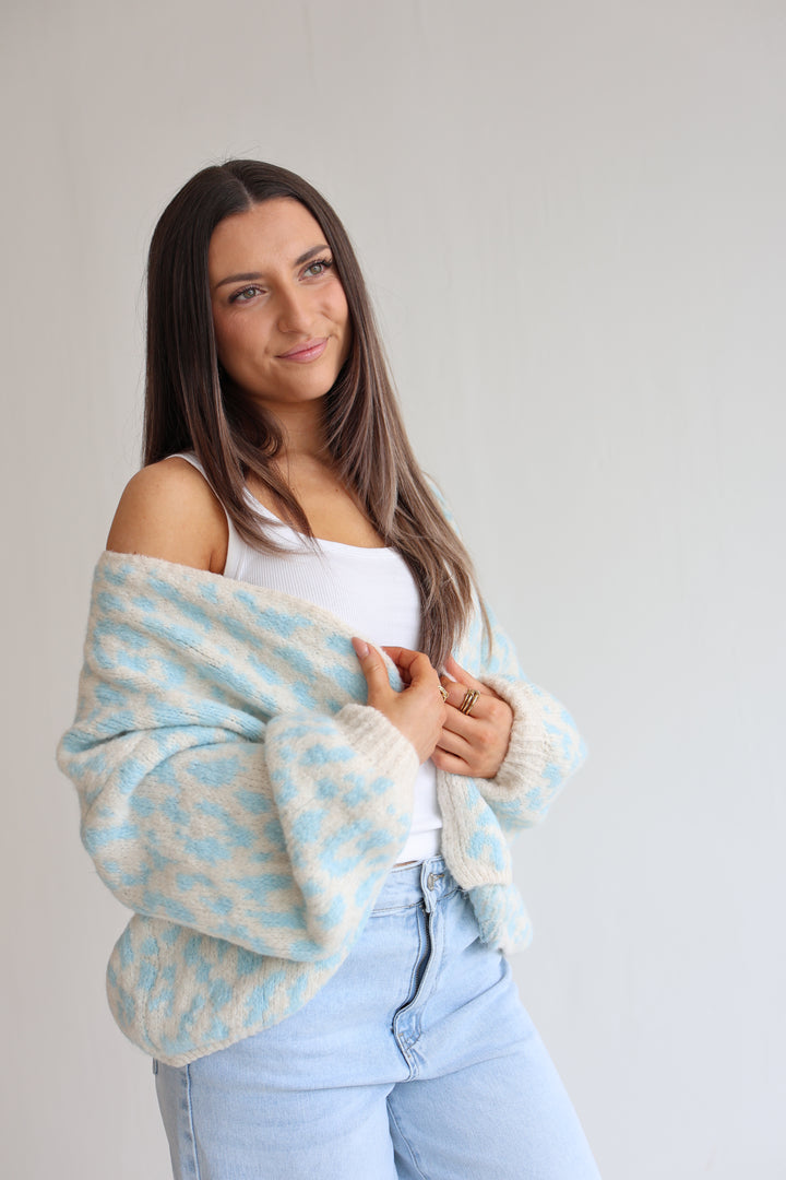 Offener Cardigan mit Leoprint