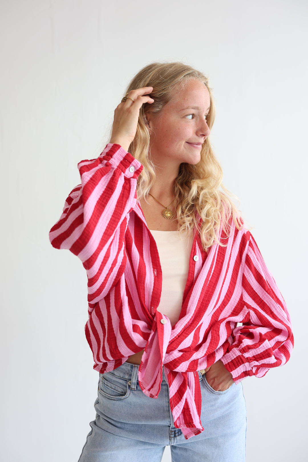 Musselinbluse Blockstripes