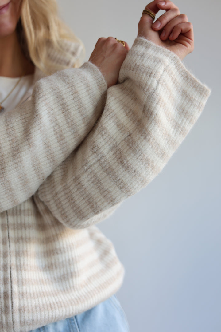 Striped Zip Cardigan