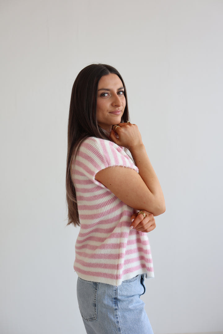 Zip Vest Fine Stripes