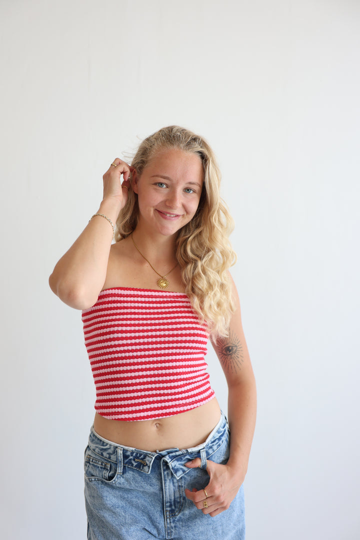 Striped Knit Tube Top