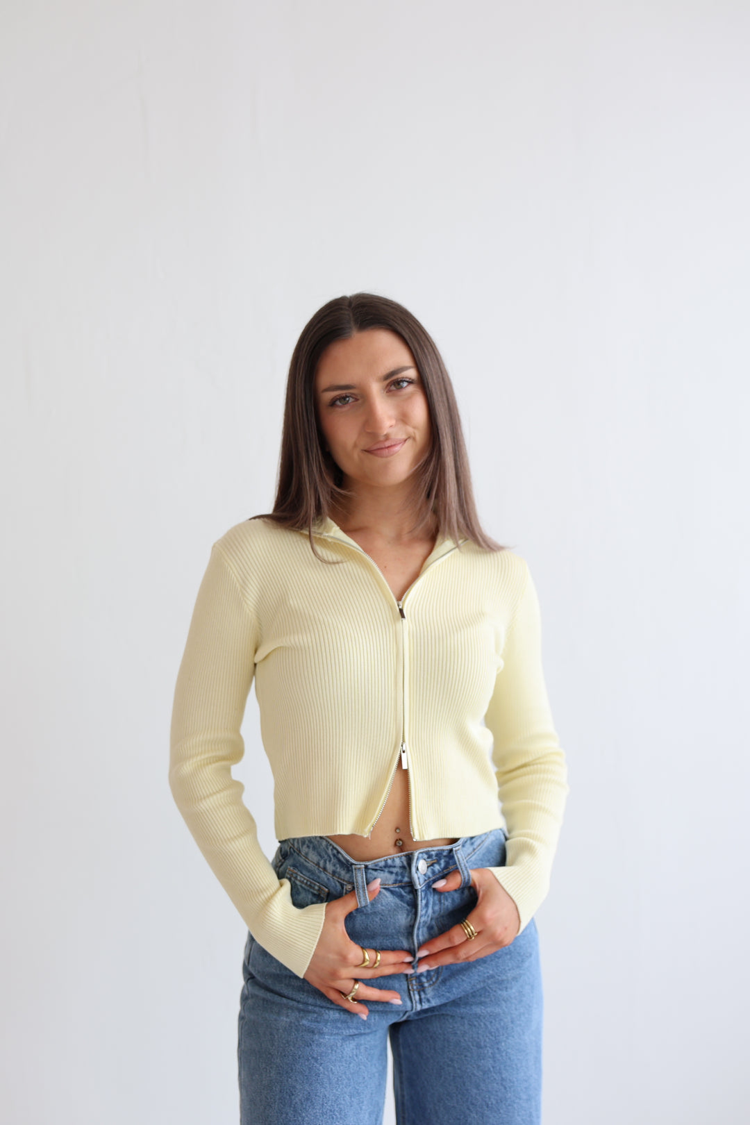 Ripped Zip-Up Cardigan