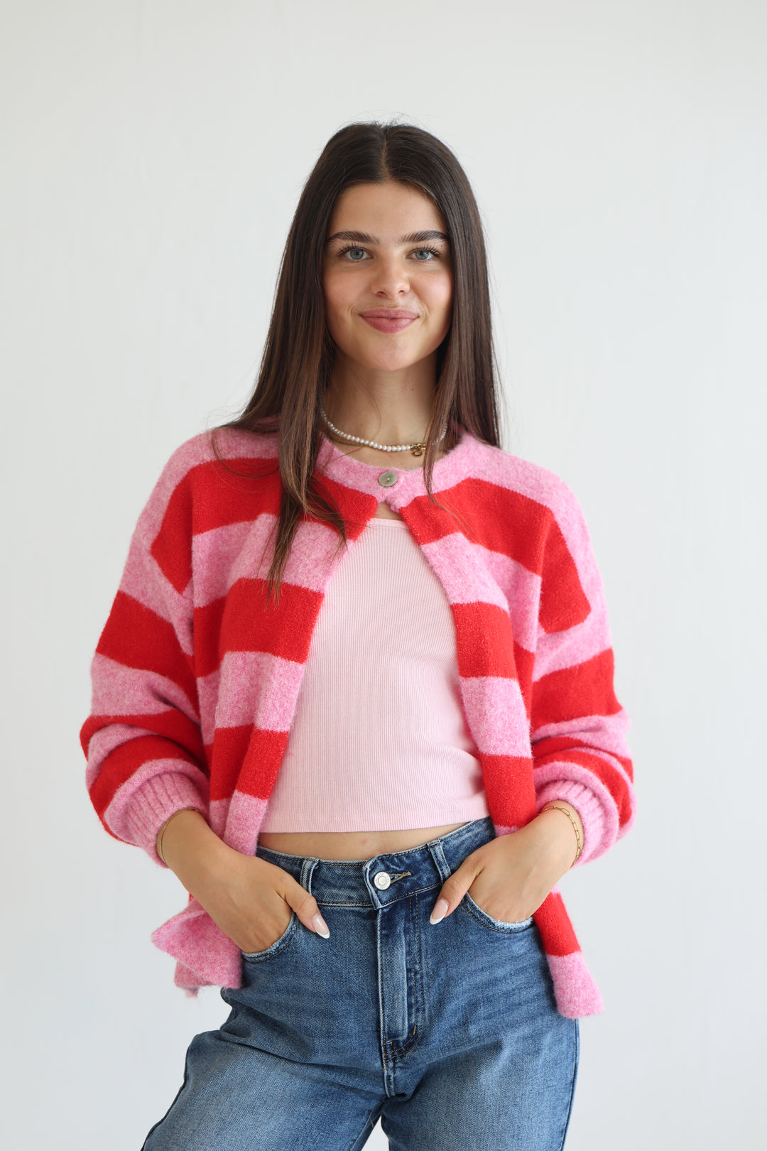 Sugar Stripe Button Cardigan