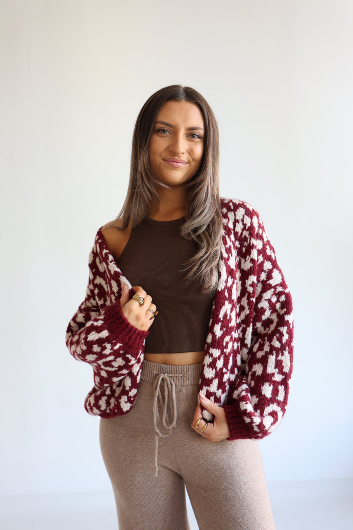 Offener Cardigan mit Leoprint