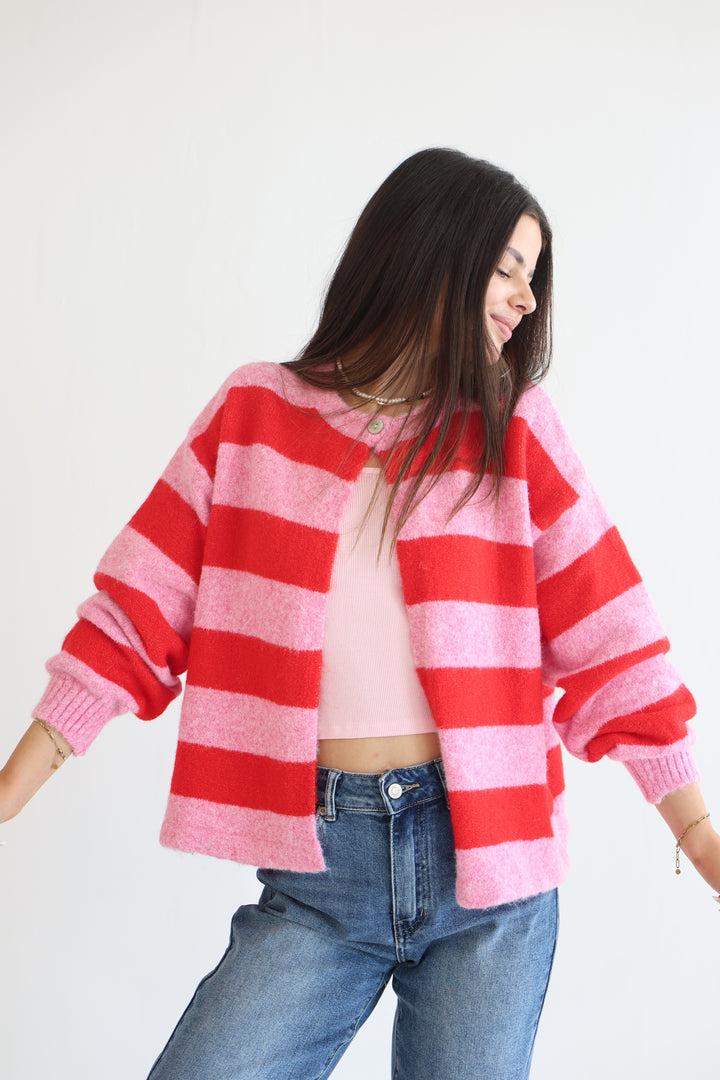 Sugar Stripe Button Cardigan