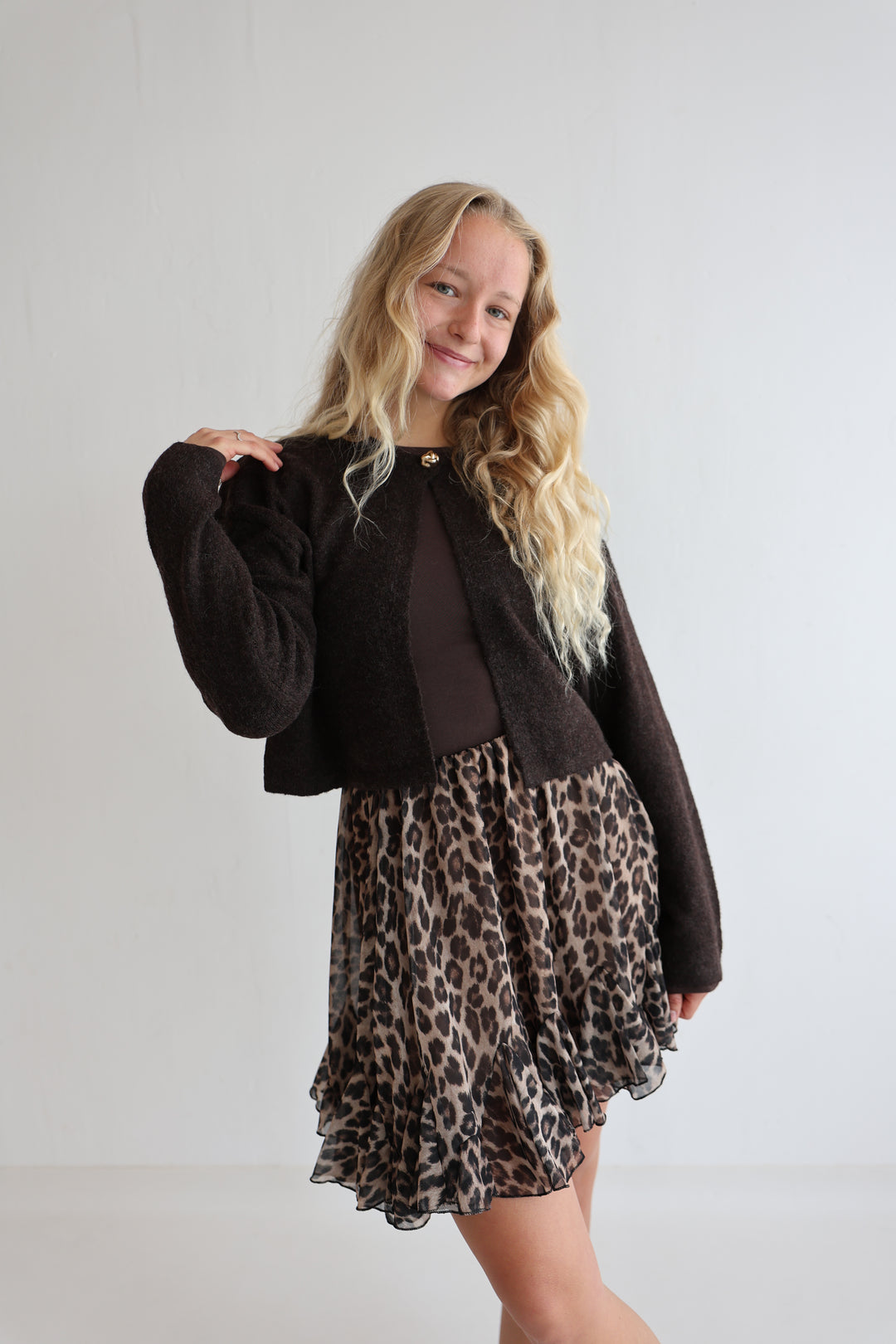 Kurzer Volantrock mit Leoprint Mona