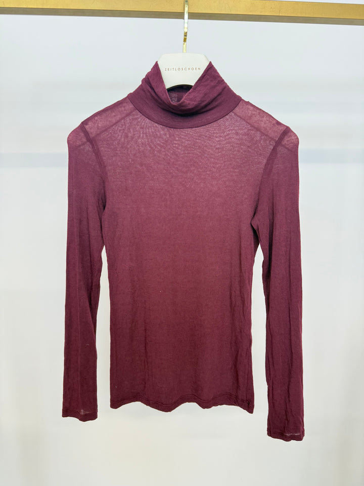 CASHMERE LONGSLEEVE LILIANA MIT KRAGEN BORDEAUX (B-WARE)