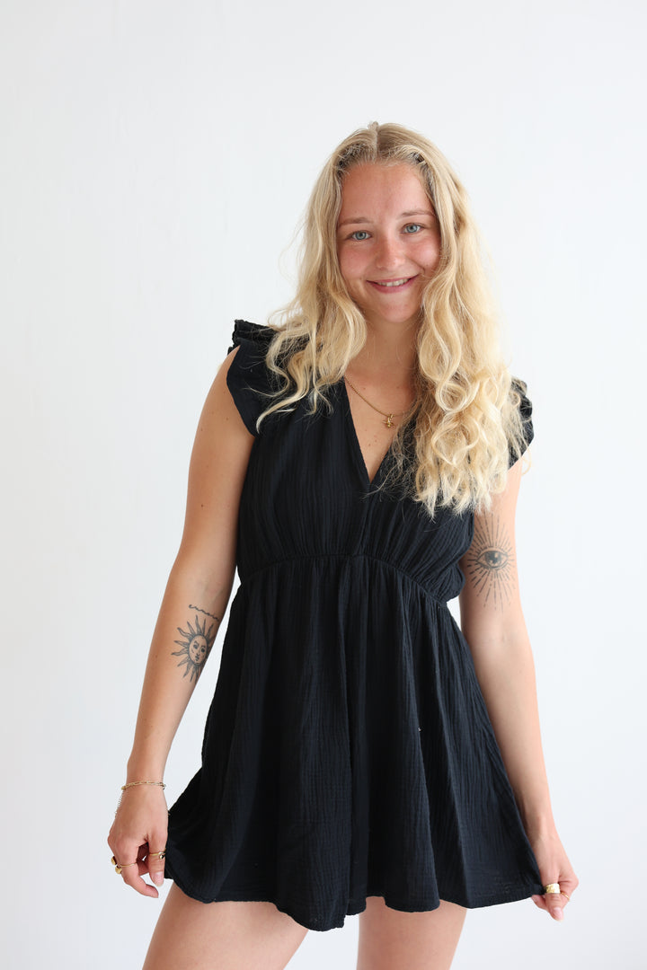Musselin-Jumpsuit mit Rüschen
