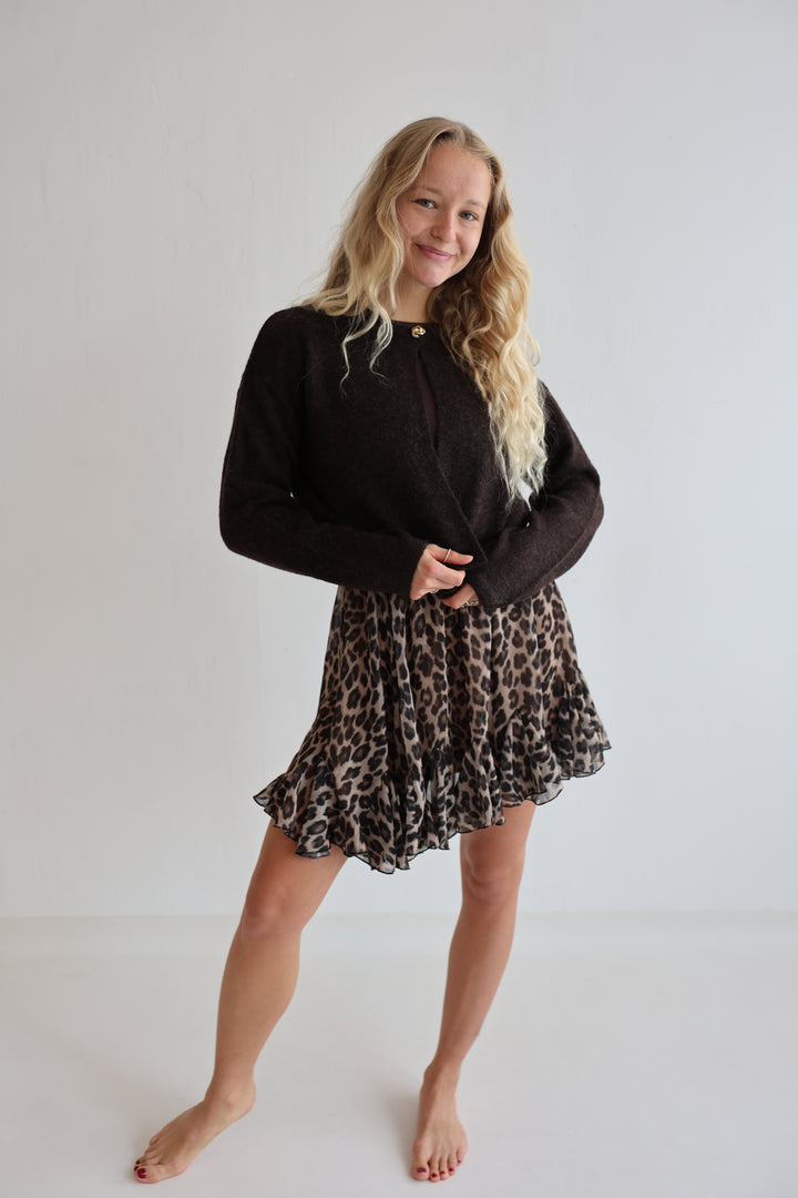 Kurzer Volantrock mit Leoprint Mona