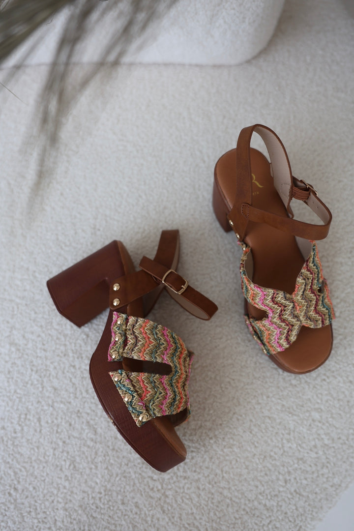 Plateau Sandale aus Leder Amber