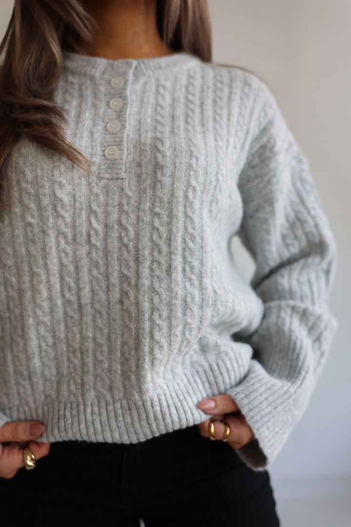 Ribbed Button Pullover