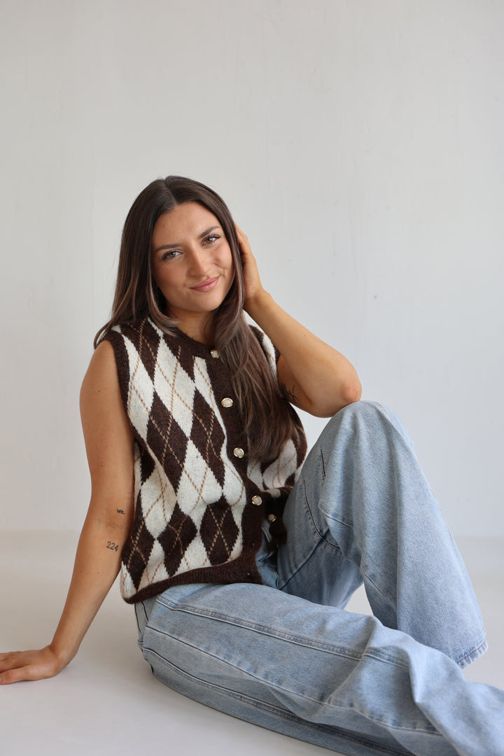 Weste Vintage Argyle Chic