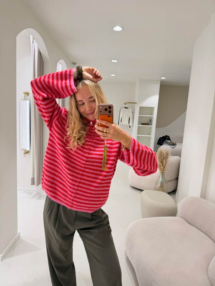 Striped Zip Cardigan
