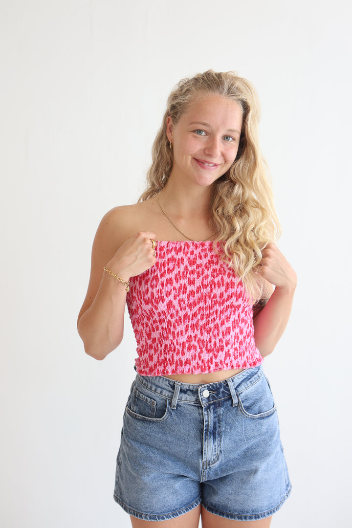 Leoprint Croptop aus Musselin