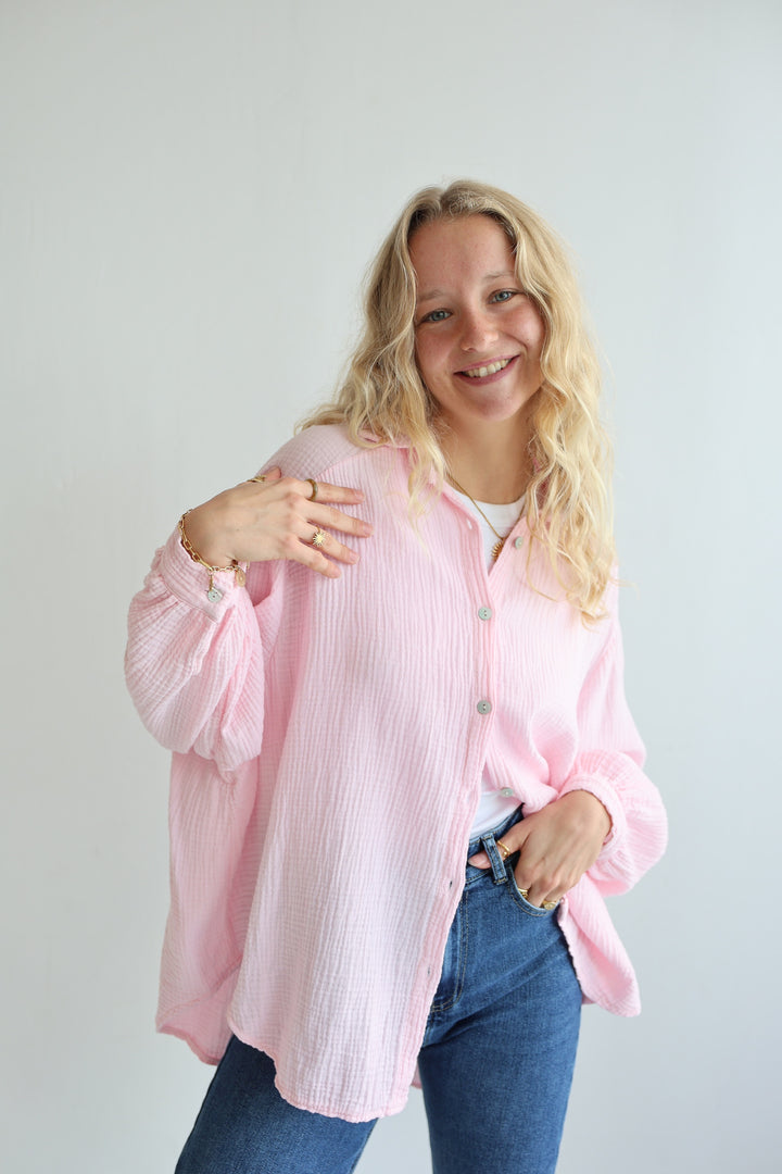 Kurzes Blusenhemd aus Musselin (einfarbig)