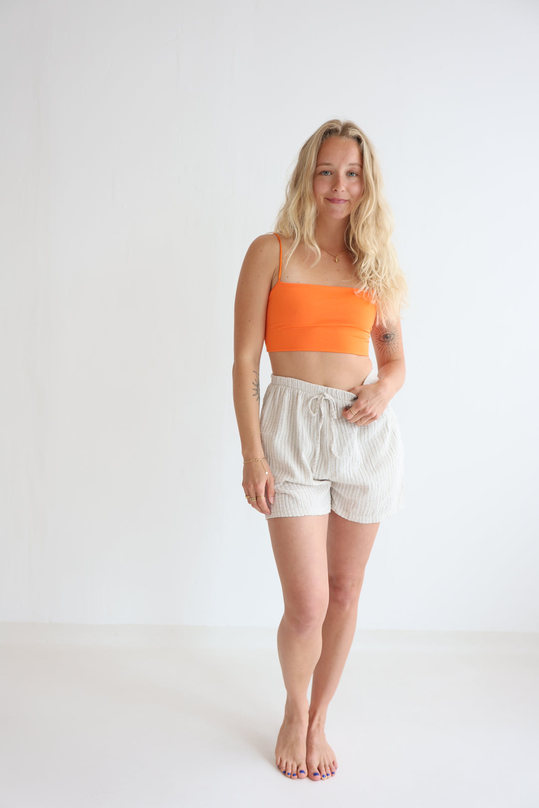 Kurze Musselinshorts Little Lines