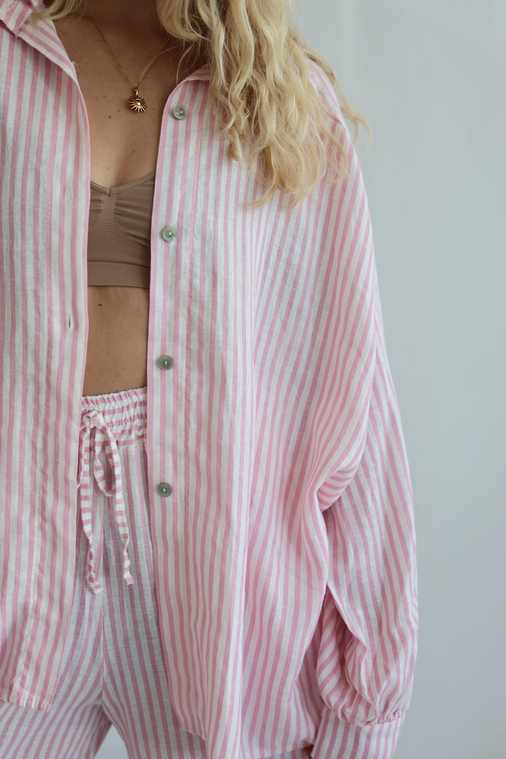Oversize Striped Linen Bluse