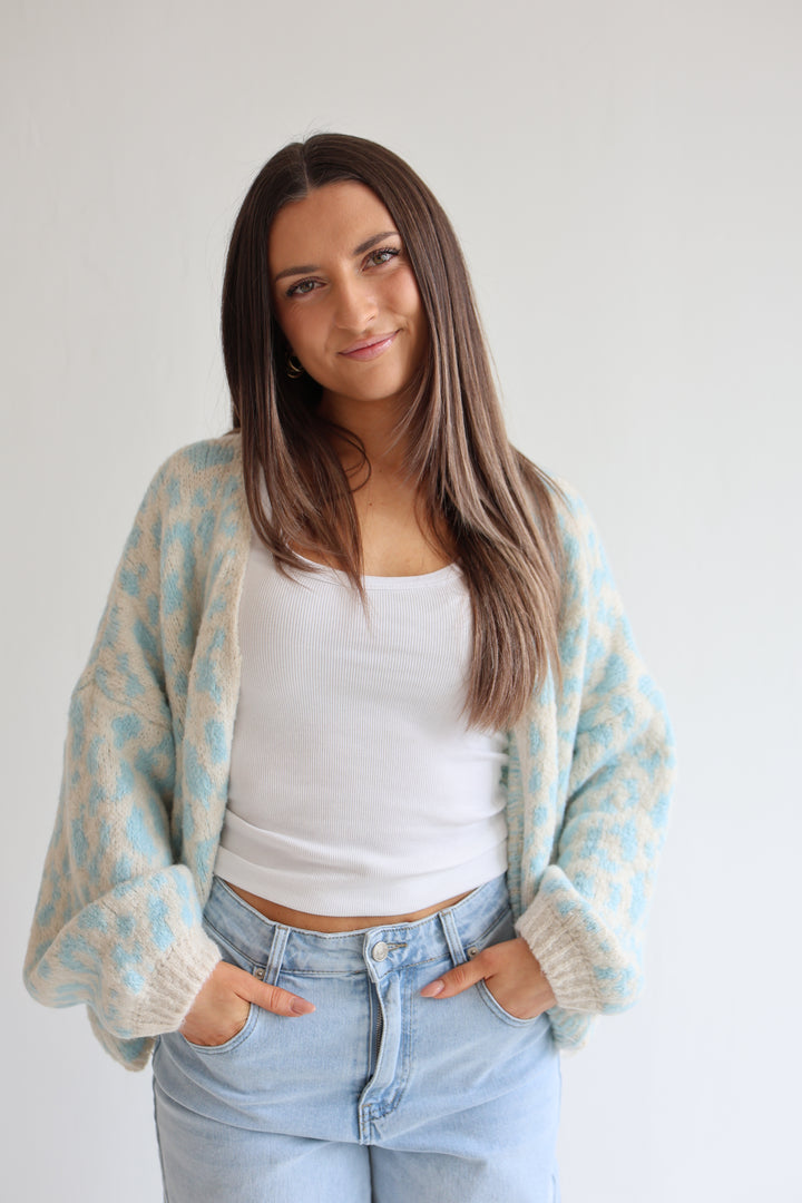 Offener Cardigan mit Leoprint