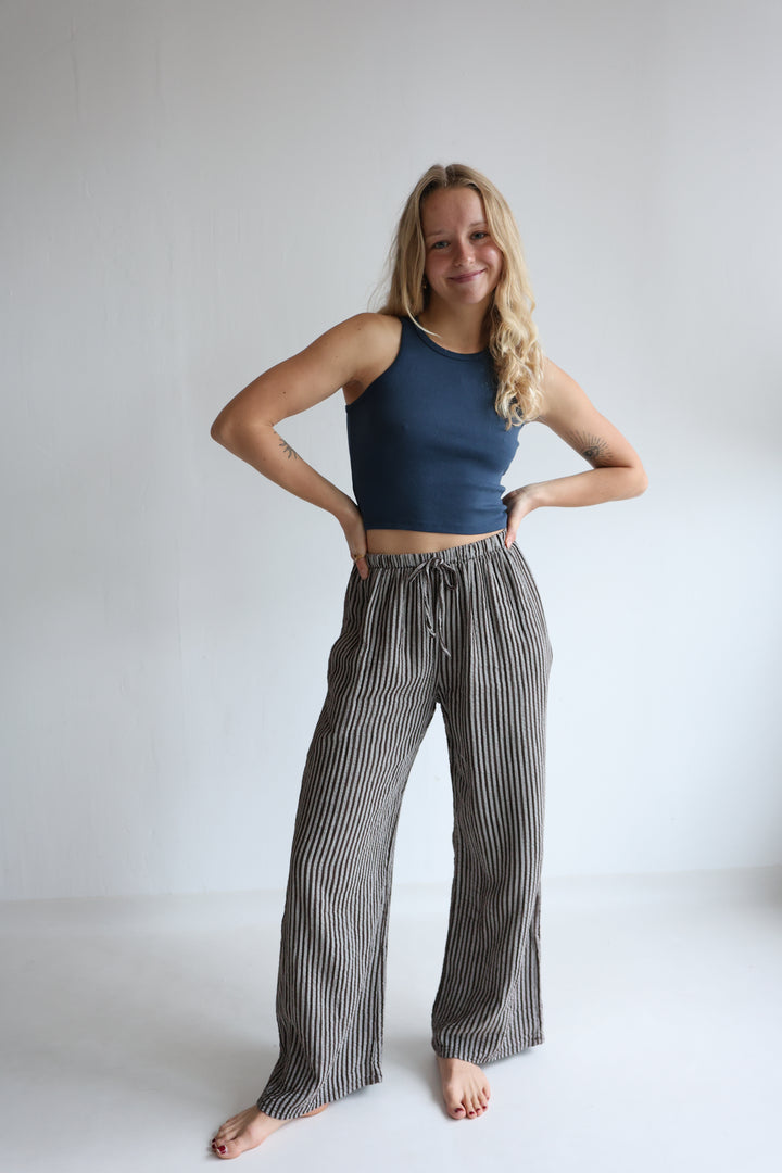 Lange Musselinhose mit Streifen Little Lines