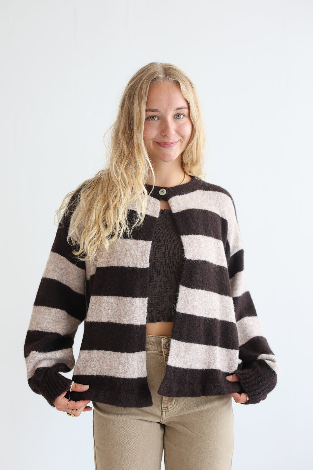 Sugar Stripe Button Cardigan