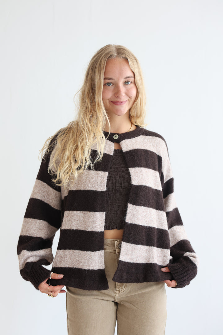 Sugar Stripe Button Cardigan