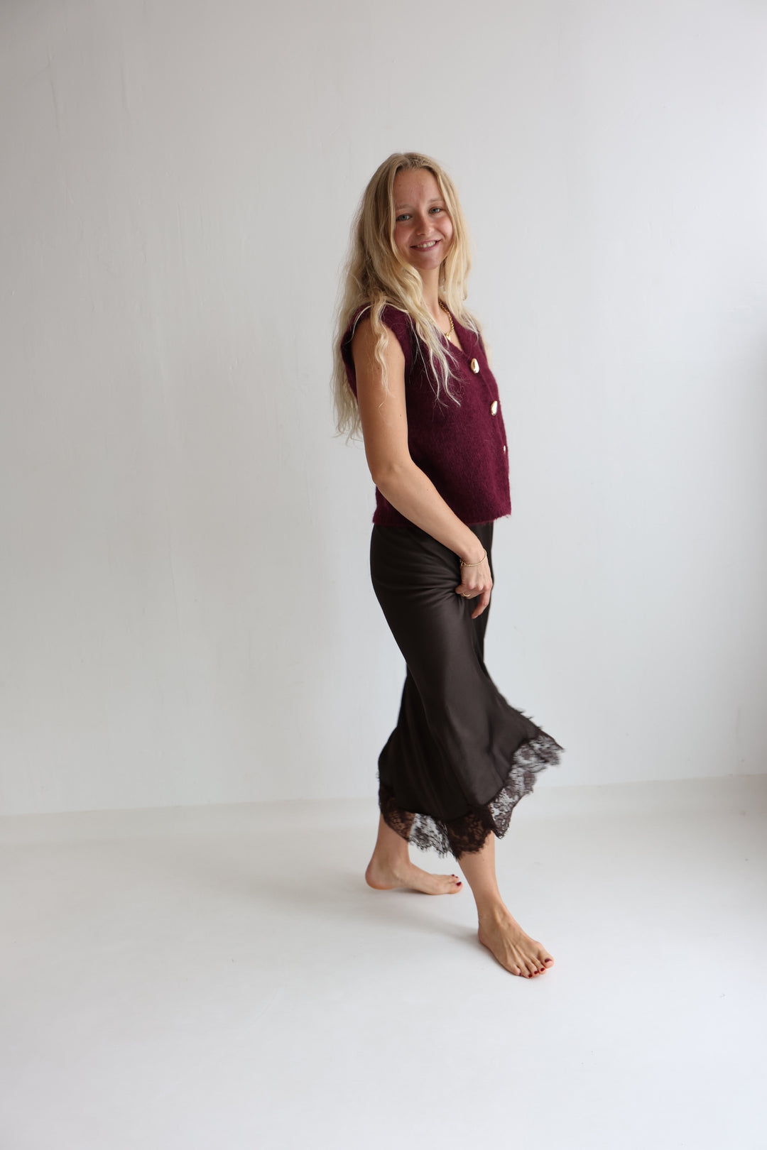 Pretty Lace Satin Skirt