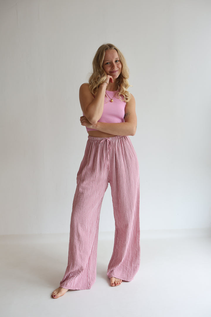 Lange Musselinhose mit Streifen Little Lines