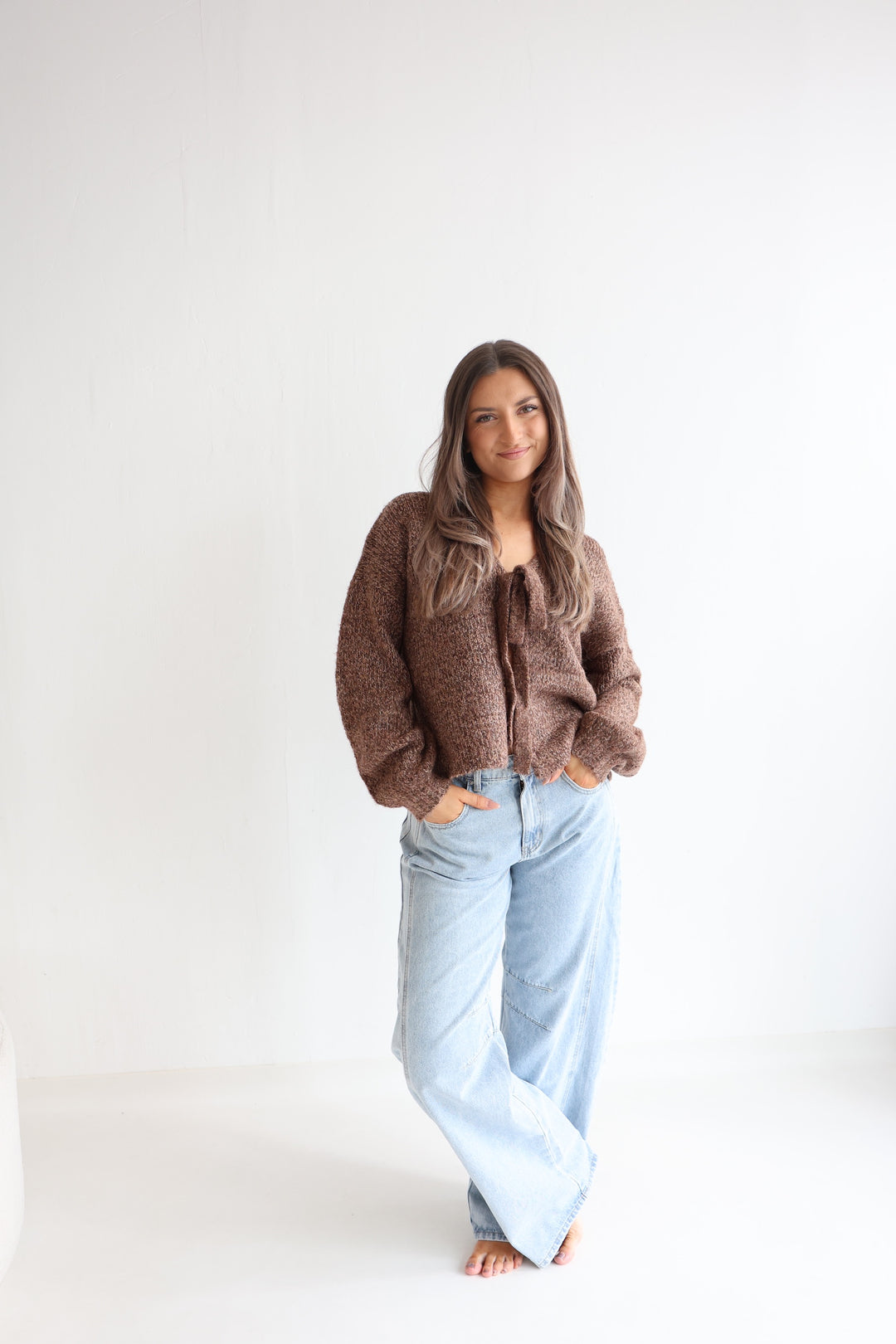 Knit Bow Cardigan Lanea