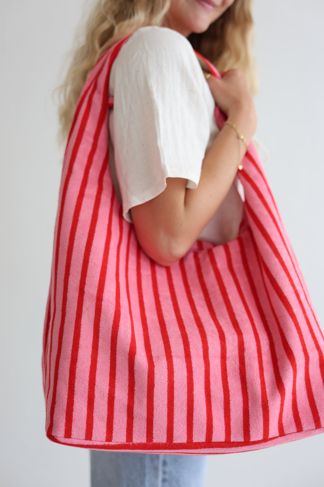 Pink Striped Frottee Bag