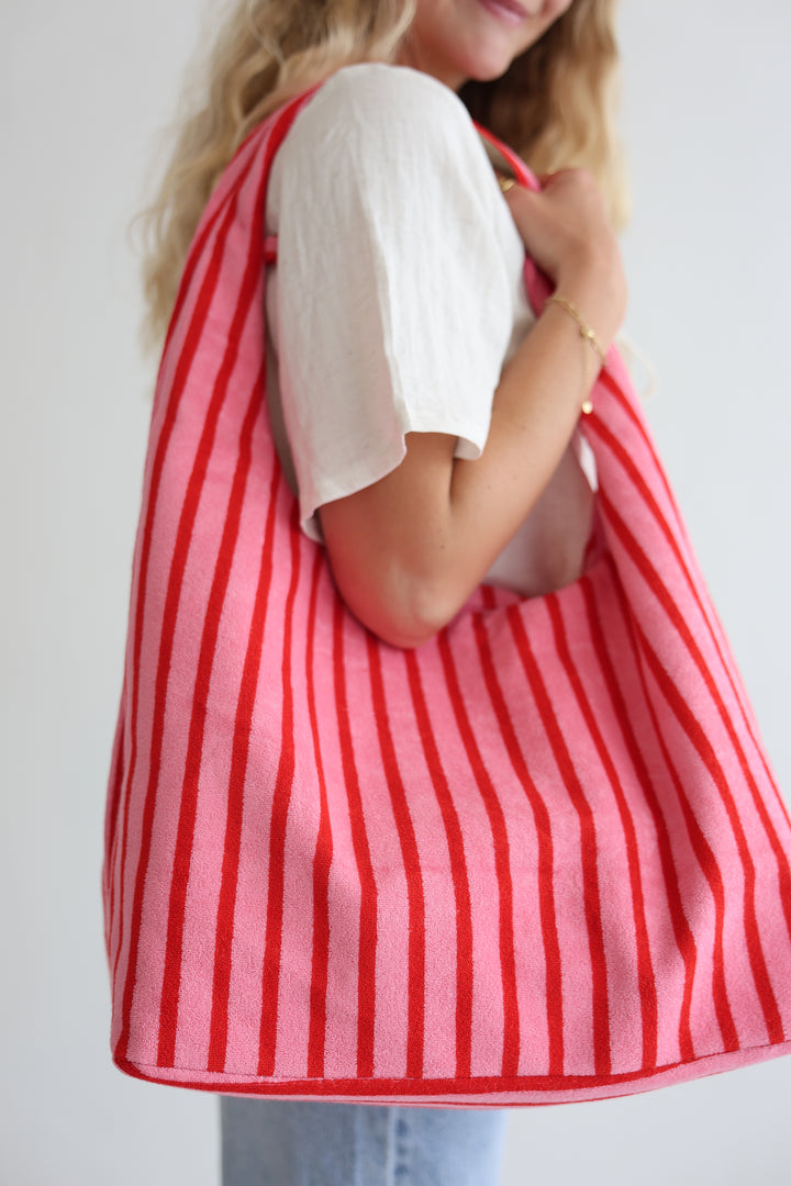 Pink Striped Frottee Bag
