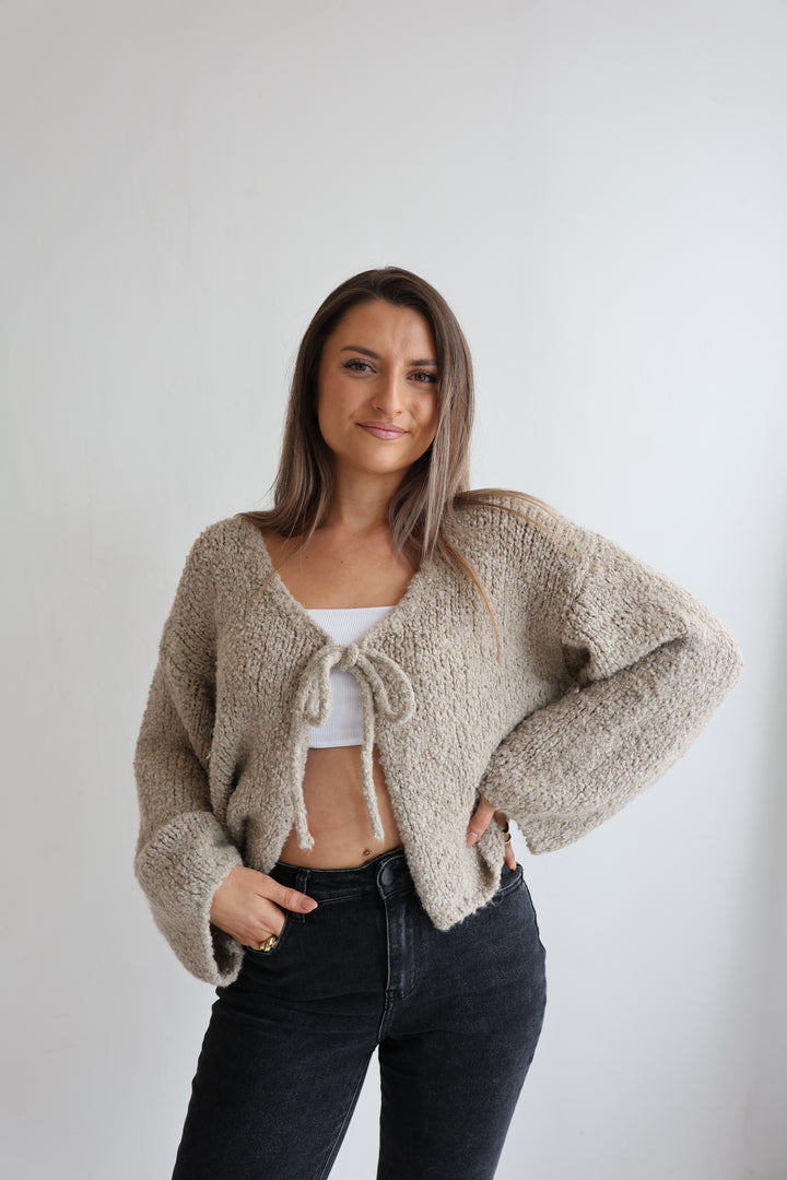 Teddy Knot Cardigan Fluffy Tie