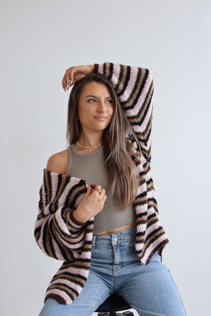 Gestreifter Oversize Cardigan Merle