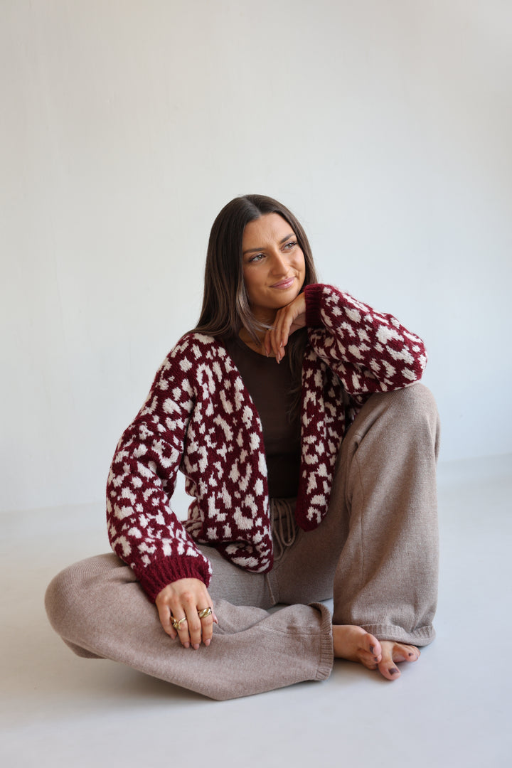 Offener Cardigan mit Leoprint