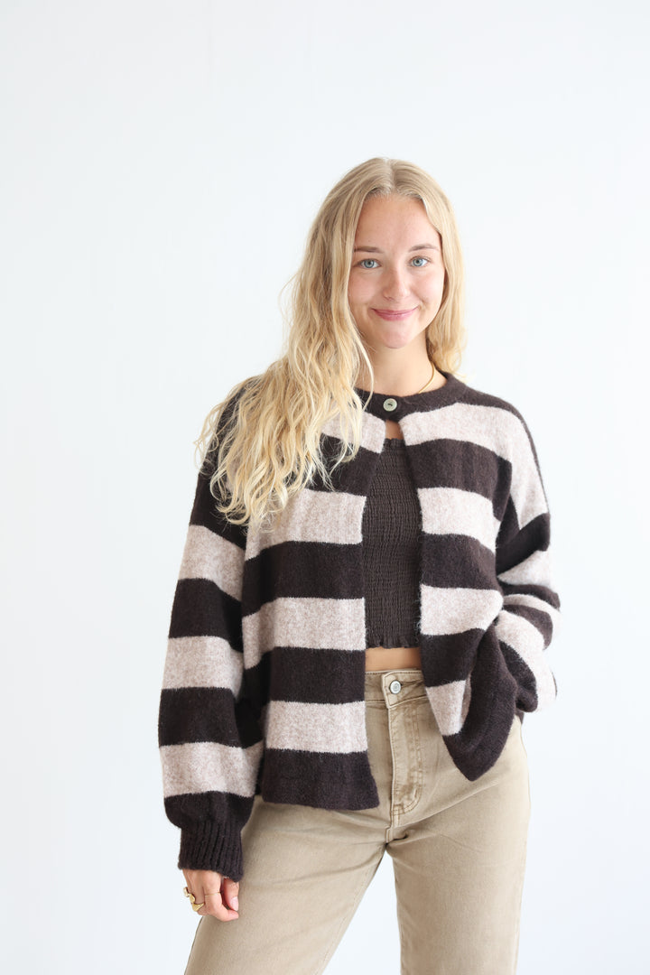 Sugar Stripe Button Cardigan