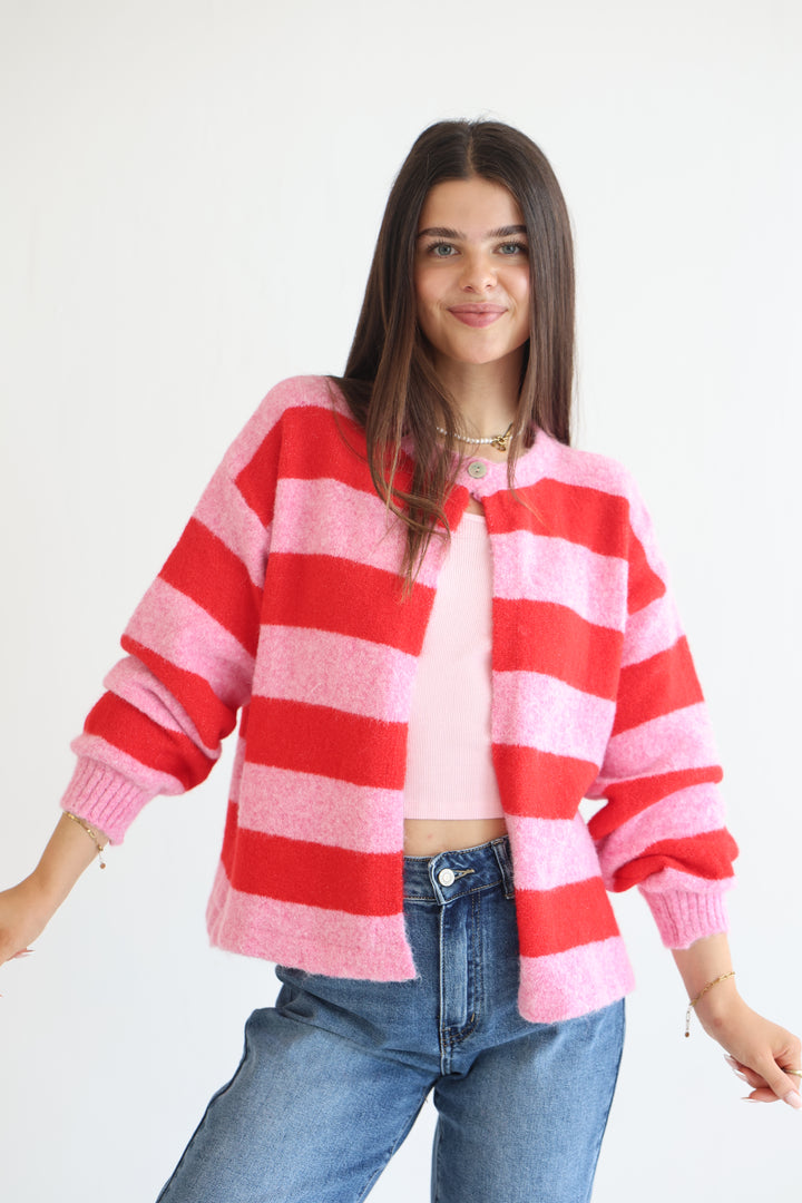 Sugar Stripe Button Cardigan