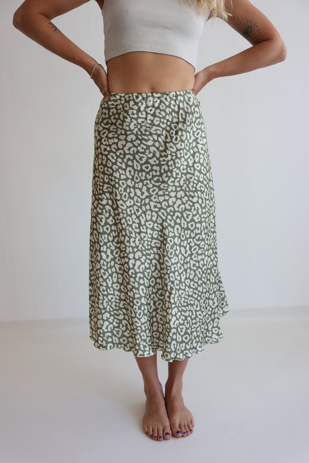 Leopard Satin Skirt