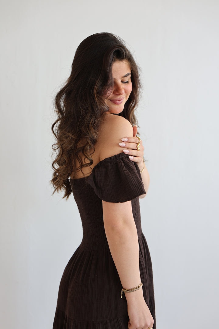 Langes Kleid mit Raffung Livia