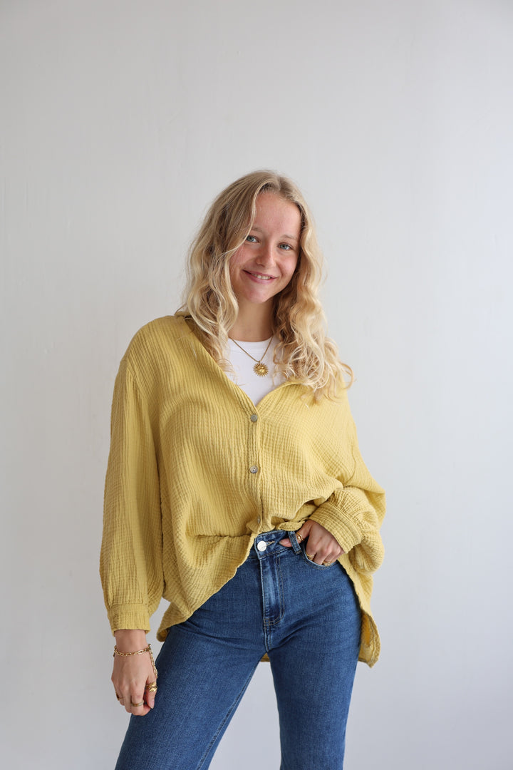 Kurzes Blusenhemd aus Musselin (einfarbig)